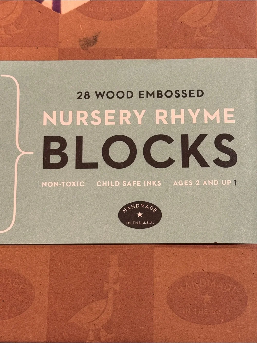 NWT Uncle Goose 28 Nursery Rhyme Wood Embossed Blocks 2+ Handmade Non-Toxic